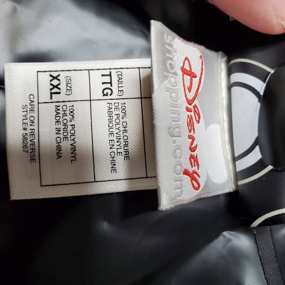 Disney Mickey Snap Front PVC Vinyl Raincoat  Size XXL Rain Jacket Slicker Black. - Picture 2 of 12